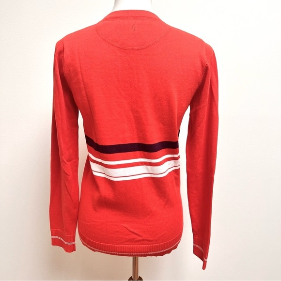 Casall Swedish Mod Striped Button Front V-neck Cardigan Sweater - Picture 5 of 8